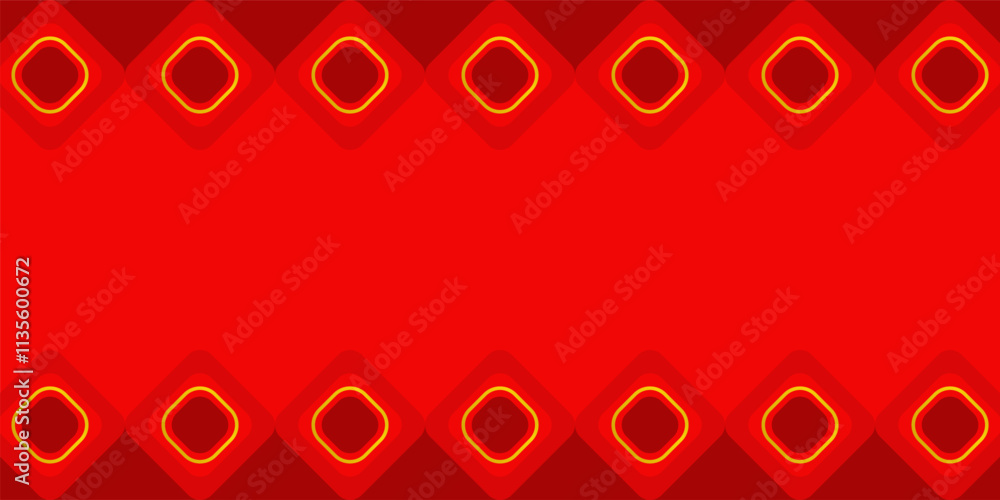 Poster square pattern red background with copy space area. template design for banner, greeting card, poste
