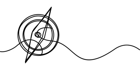 continuous line drawing of a compass symbol for direction. abstract line art illustration