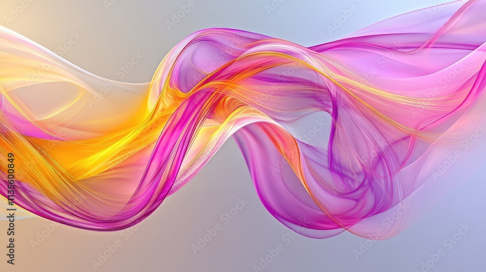 Poster colorful abstract waves flowing seamlessly in soft gradient background