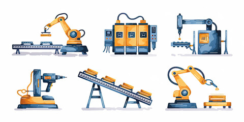 Industrial Automation Robotic Arms Conveyor Belts Factory Machines