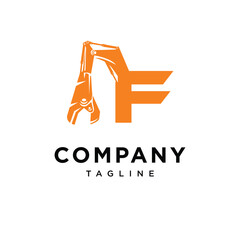 Letter F Metal Shear Excavator Logo Icon Vector