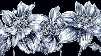 Chic Monochromatic Floral Art