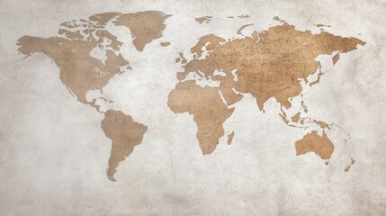 Vintage World Map Global Travel Geography Earth Beige Grunge Texture Antique