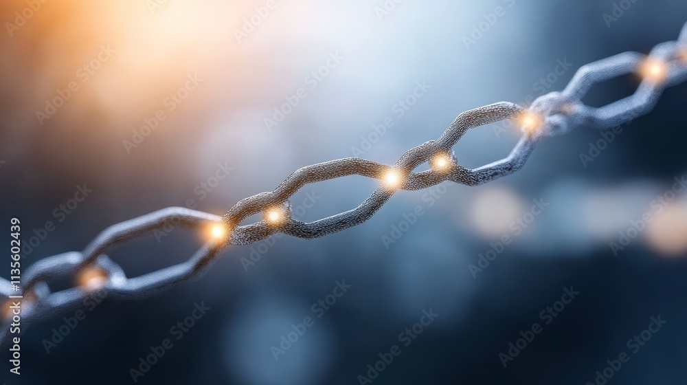 Poster interconnected chain links abstract technology network background