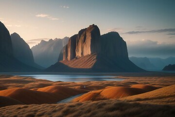 Naklejka premium sunset in the mountains