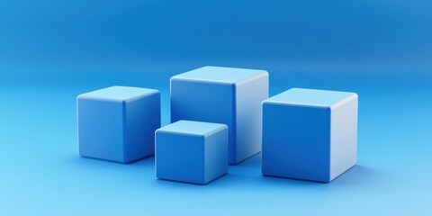 Obraz premium Blue cubes on blue background, 3D render.