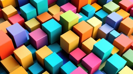 Obraz premium Abstract Colorful 3D Cube Composition: A Vibrant Display of Geometric Shapes
