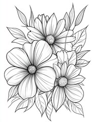 Line Art Floral Bouquet.