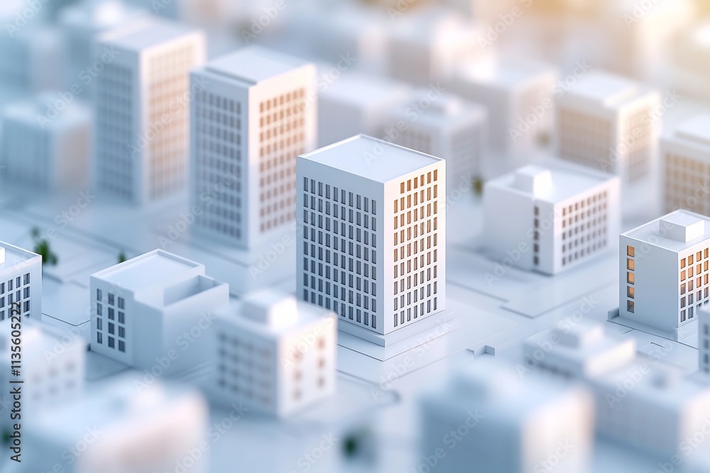 Poster abstract cityscape with futuristic architectural structures