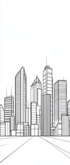 Obraz premium Modern City Skyline Line Art