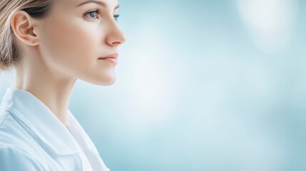 Fototapeta premium Woman Scientist Profile Healthcare Medical Research Lab Coat