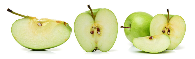 Green apples isolated on white background