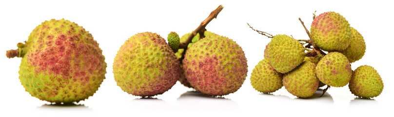 Fresh lychee (Litchi chinensis) isolated on white background