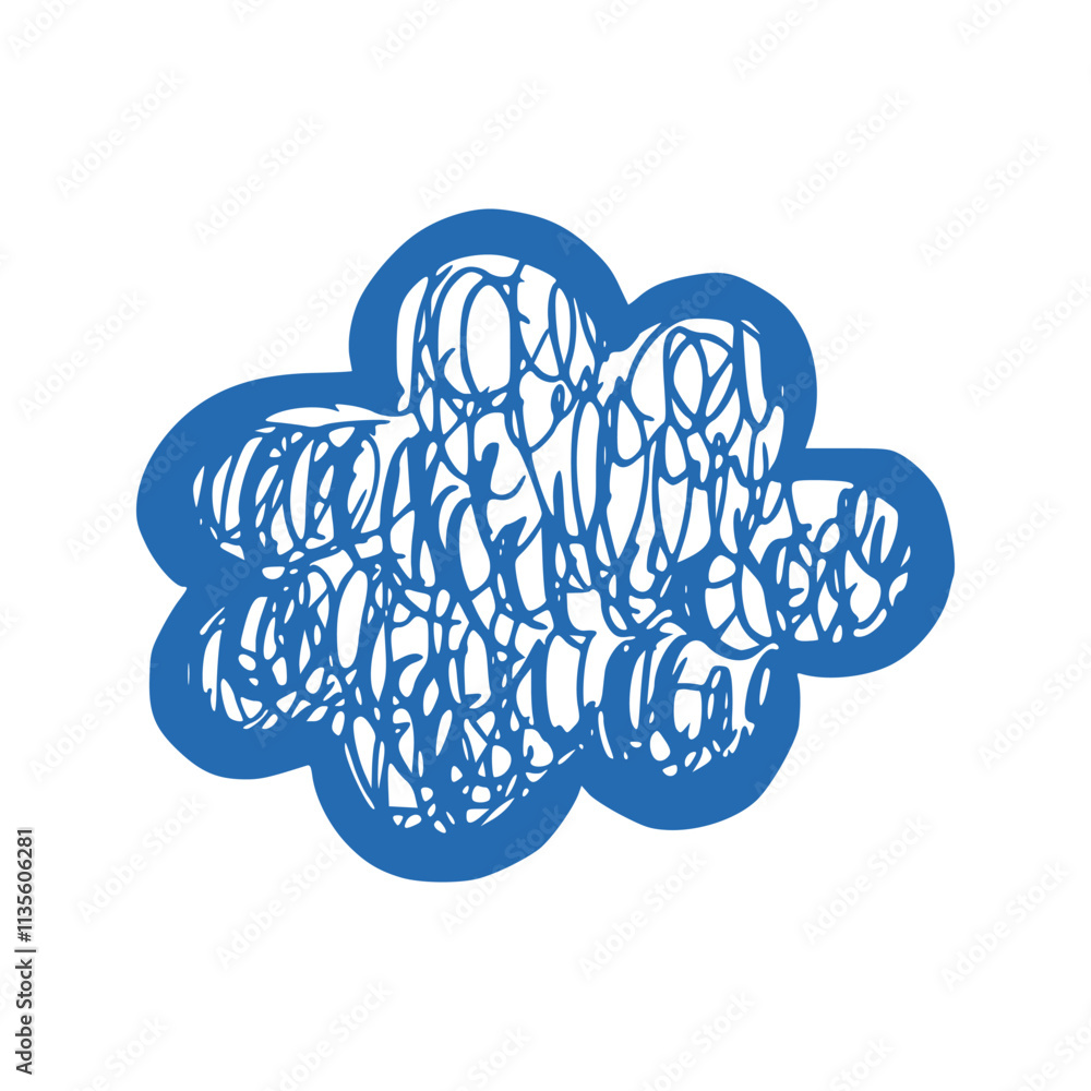Poster hand drawn cloud set. doodle sketch style cloud. simple outline scribble draw. vector illustration.