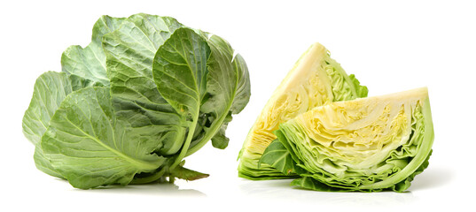 Green cabbage isolated on white background