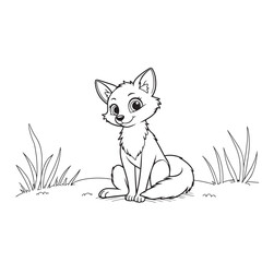Fox line art vector on white background