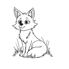 Fox line art vector on white background