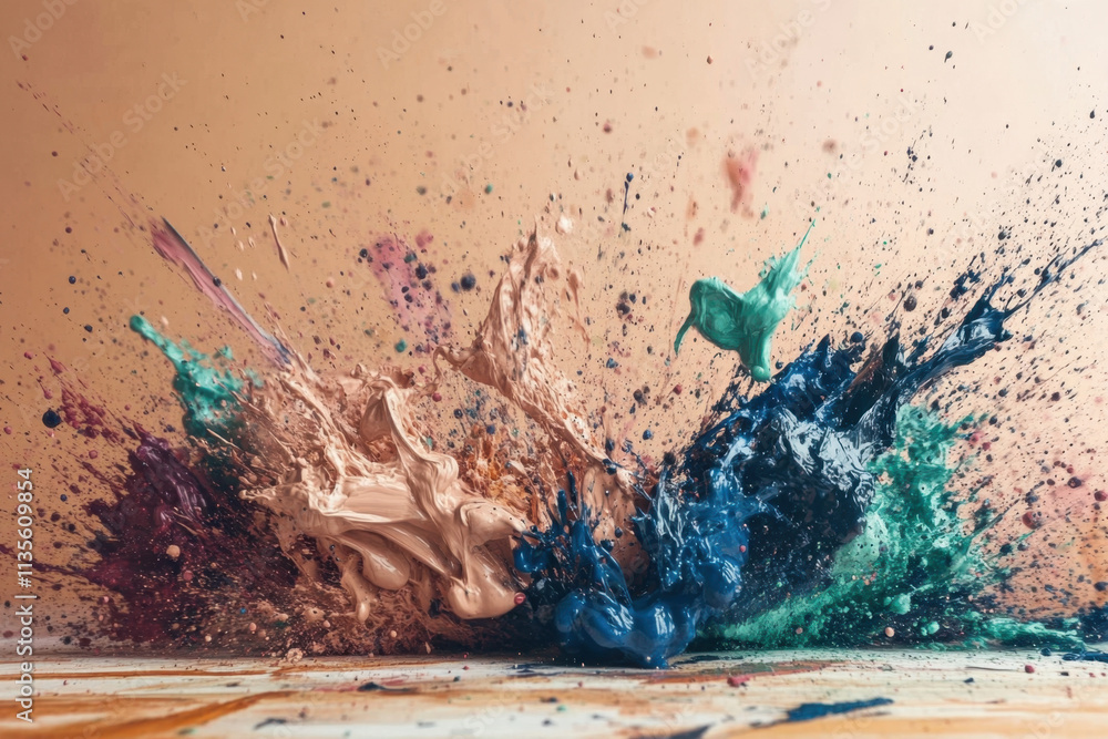 Poster goof, a dynamic splash of color with vibrant hues exploding against a textured background, showcasin