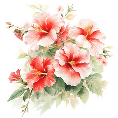 Vintage watercolor clipart of summer flowers chinese flowers in a classic style transparent background floral arrangement