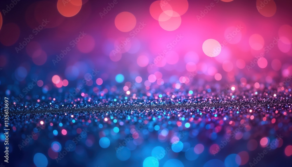 Poster abstract background vibrant neon glitter. defocused sparkles create bokeh glow. fluorescent blue mag
