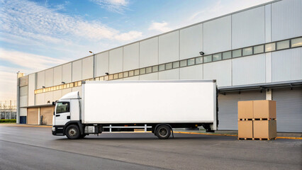 truck billboard signboard modern mock up empty blank drive auto business shipping branding display...