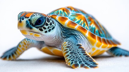 Obraz premium a colorful sea turtle with a white background