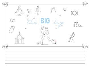 Line-style wedding elements for the words 