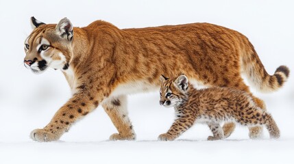 Fototapeta premium a cougar walking on a white background