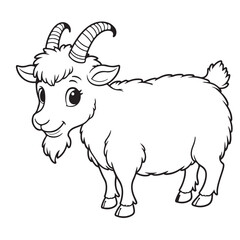 Goat line art vector on white background