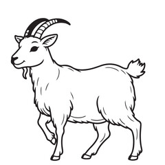 Goat line art vector on white background