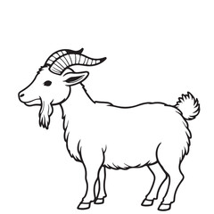 Goat line art vector on white background