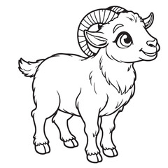 Goat line art vector on white background