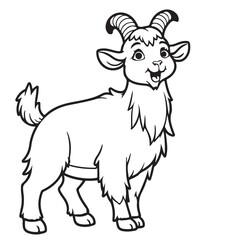 Goat line art vector on white background
