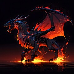Fierce dragon battle enchanted forest fantasy artwork dark environment dramatic perspective mythical concept
