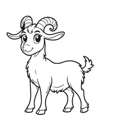 Goat line art vector on white background