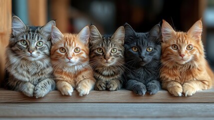 a group of cats sitting together