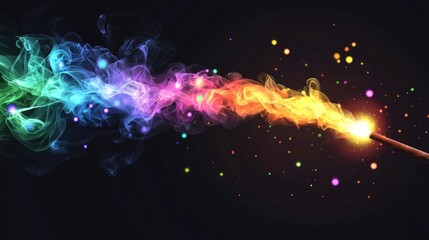 Fototapeta premium Rainbow Magic Wand Casts Colorful Spell