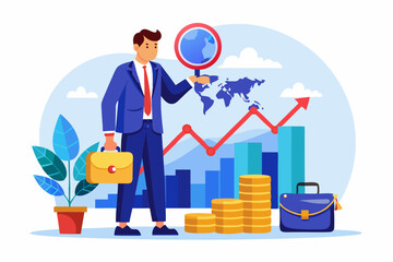 Global Business Growth and Financial Success Concept