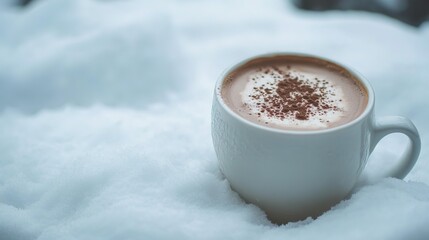 Delicious Hot Chocolate in the Snow - Cozy Christmas Vibes Food Background