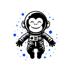 cute chimp monkey became astronaut in space	
