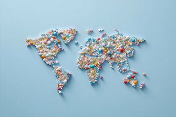 Colorful World Map 3D Illustration