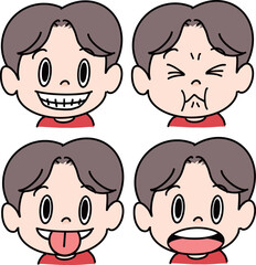 男の子の顔体操のイラストセット