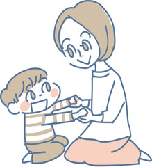 仲良し親子のほんわか手遊びイラスト