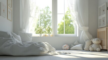 Sunny Child's Room Interior Design: Calm and Serene Nursery with Toys