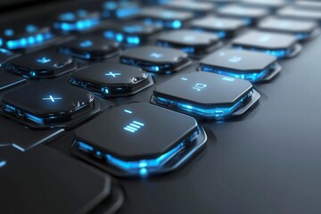 Futuristic Keyboard with Backlit Keys and Technology Design