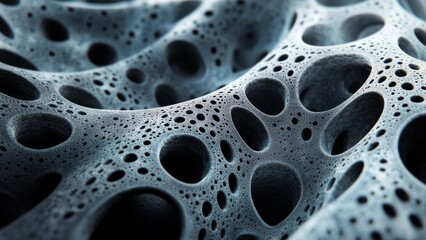 Intricate macro view of textured surface with dark holes and patterns