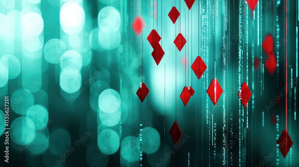 Poster a digital representation of a stock market graph with falling red arrows.