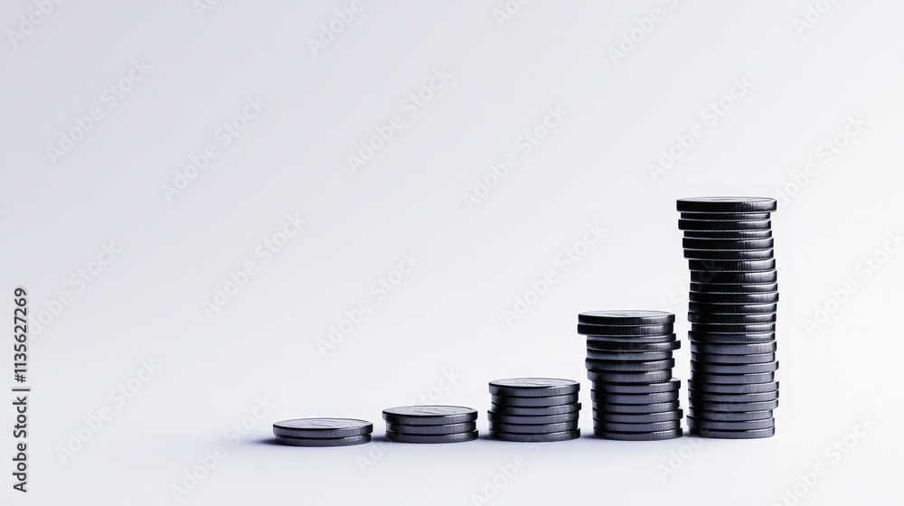 Poster a domino effect with stacks of coins falling one by one.