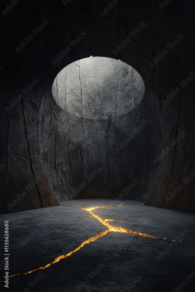 Poster a symbolic vault breaking apart with glowing cracks.