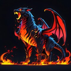 Fiery dragon creature fantasy realm digital art dramatic lighting close-up mythical spirit